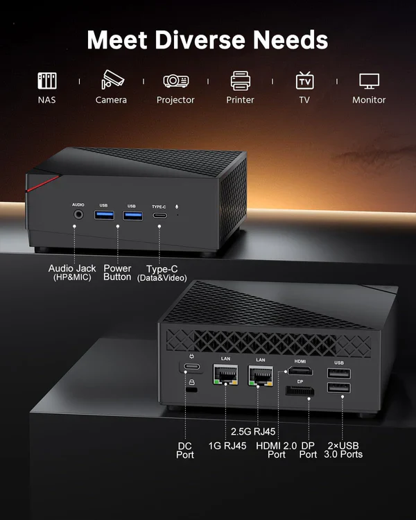 NiPoGi Pinova Pro AMD Ryzen 7 5700U Mini PC 32GB DDR4 512GB SSD - Image 8
